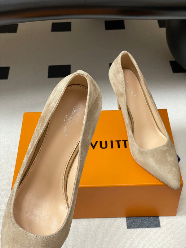 LV GALA High Heels Flats Series 85mm Beige Suede 534539