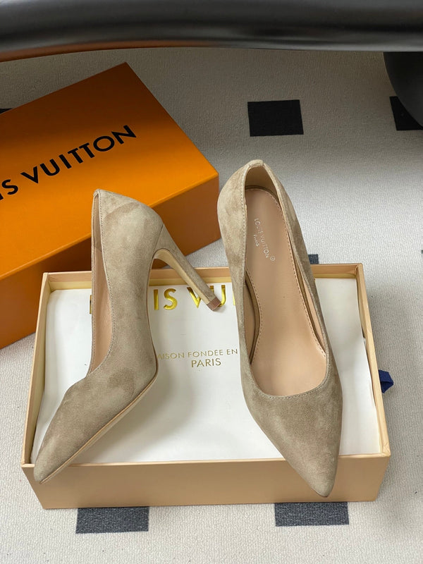 LV GALA High Heels Flats Series 85mm Beige Suede 534539