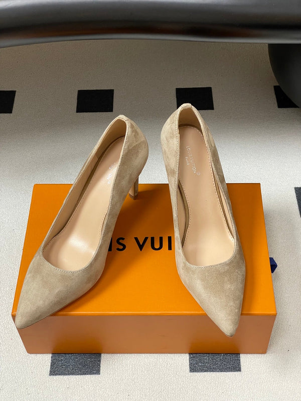 LV GALA High Heels Flats Series 85mm Beige Suede 534539