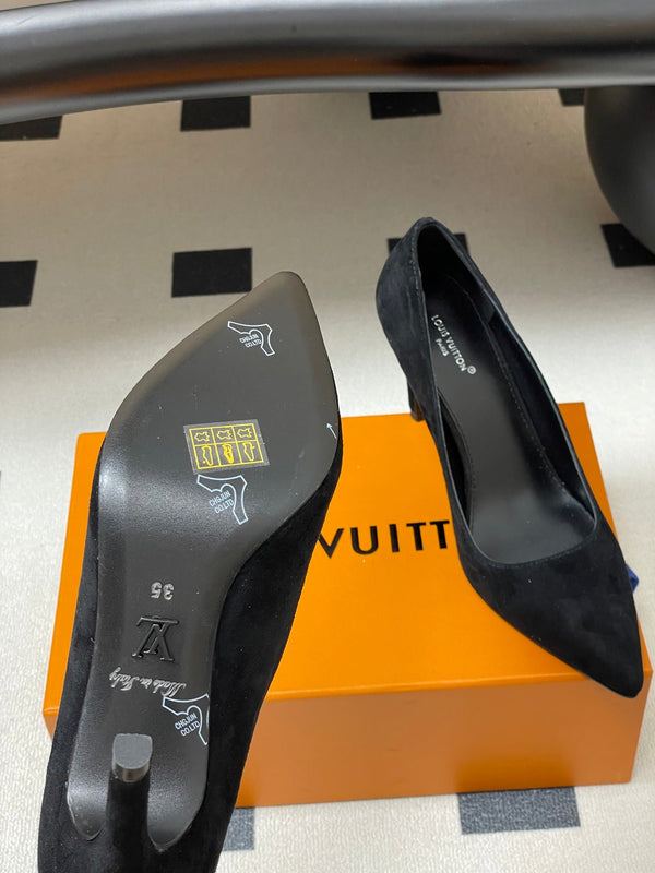 LV GALA High Heels Flats Series 85mm Black Suede 534540