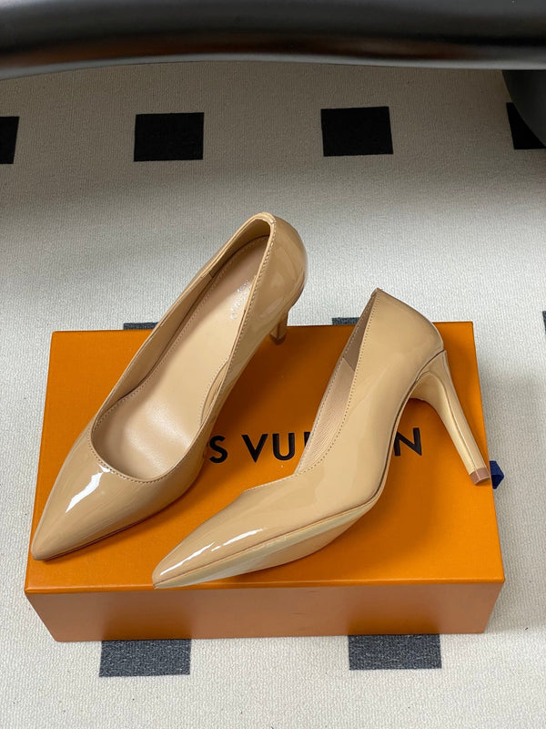 LV GALA High Heels Series Shoes 85mm Patent Leather Beige534541