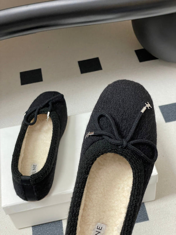CL 26s Ballet Flats In Black Wool With Bow Style 1