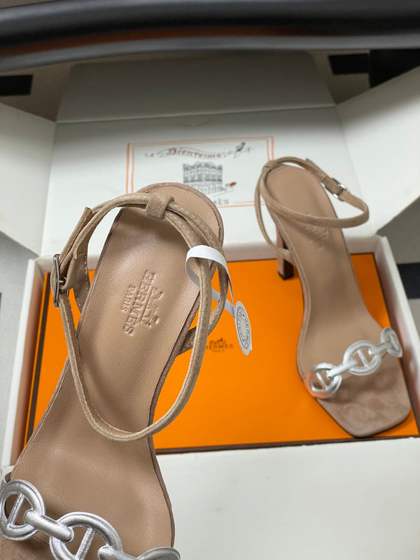 HM Luz Sandals 10.5 Dark Khahi Sheepskin Suede 593702
