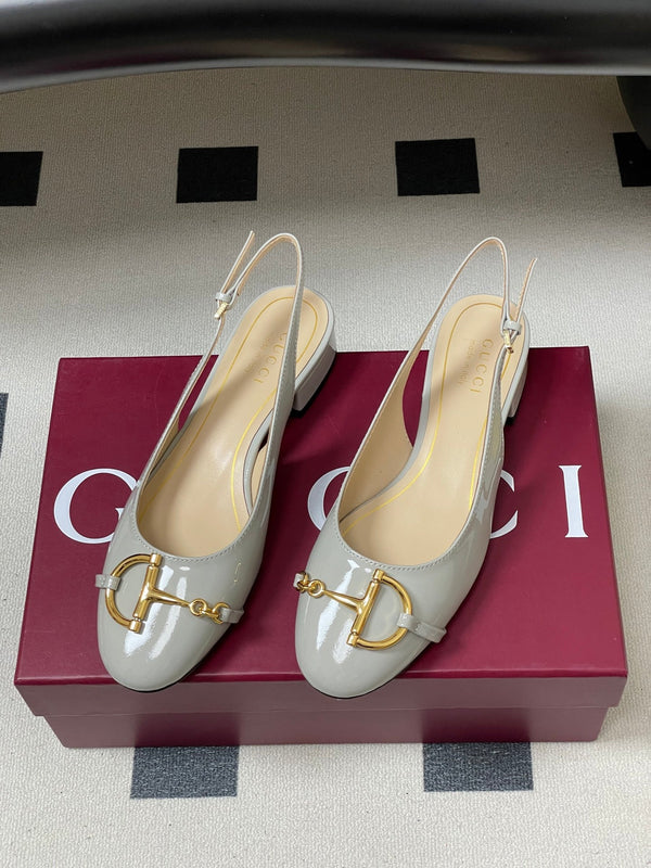 GG 26ss Big D Half HorseBit Mary Jane Light Gray Patent Leather 593504