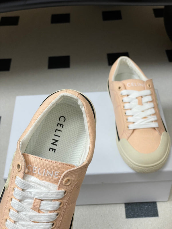 Celine Alan Sneakers Light Pink Ivory Canvas Rubber 701714
