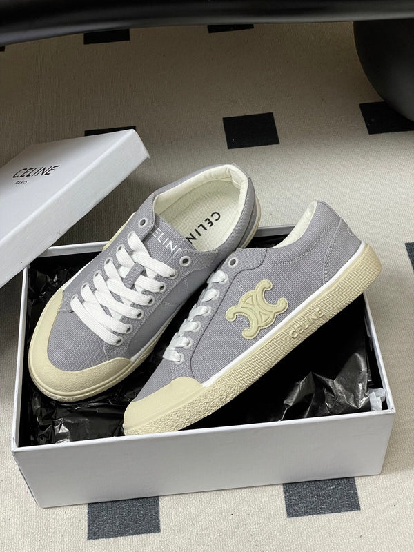 Celine Alan Sneakers Grey Ivory Canvas Rubber 701715