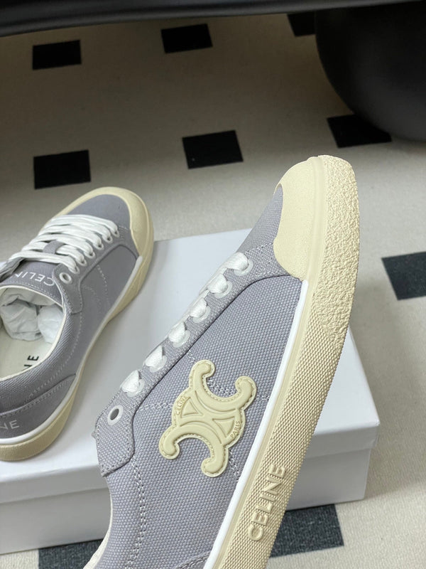 Celine Alan Sneakers Grey Ivory Canvas Rubber 701715