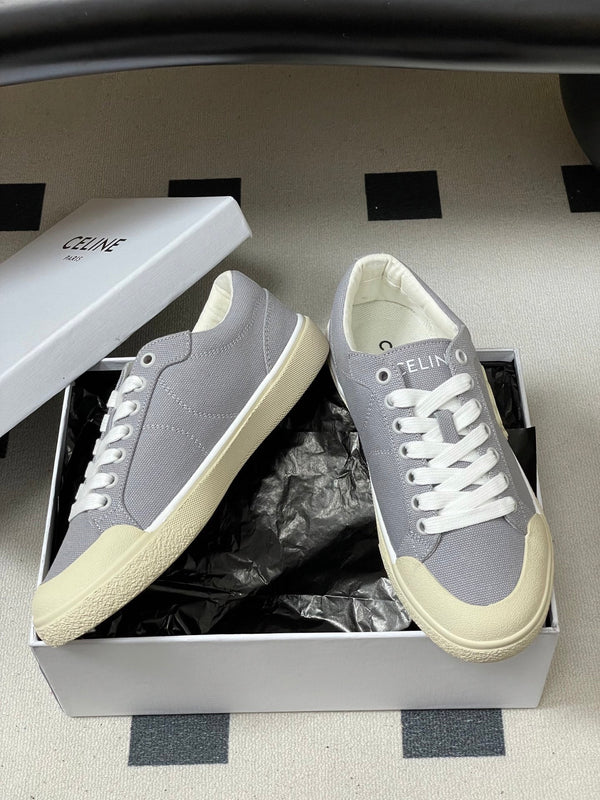 Celine Alan Sneakers Grey Ivory Canvas Rubber 701715