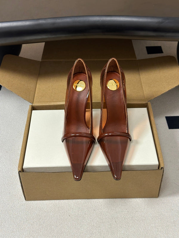 YSL Brigitte Pumps 10.5cm Brown TPU Leather 932286