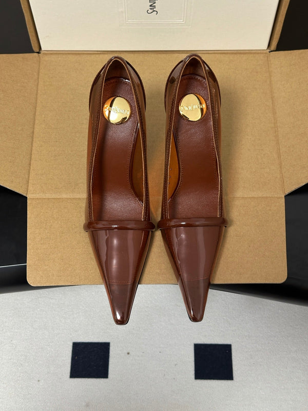 YSL Brigitte Pumps 10.5cm Brown TPU Leather 932286