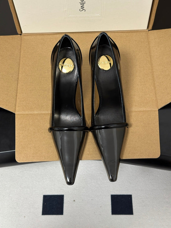 YSL Brigitte Pumps 10.5cm Black TPU Leather 932287