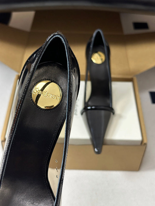 YSL Brigitte Pumps 10.5cm Black TPU Leather 932287