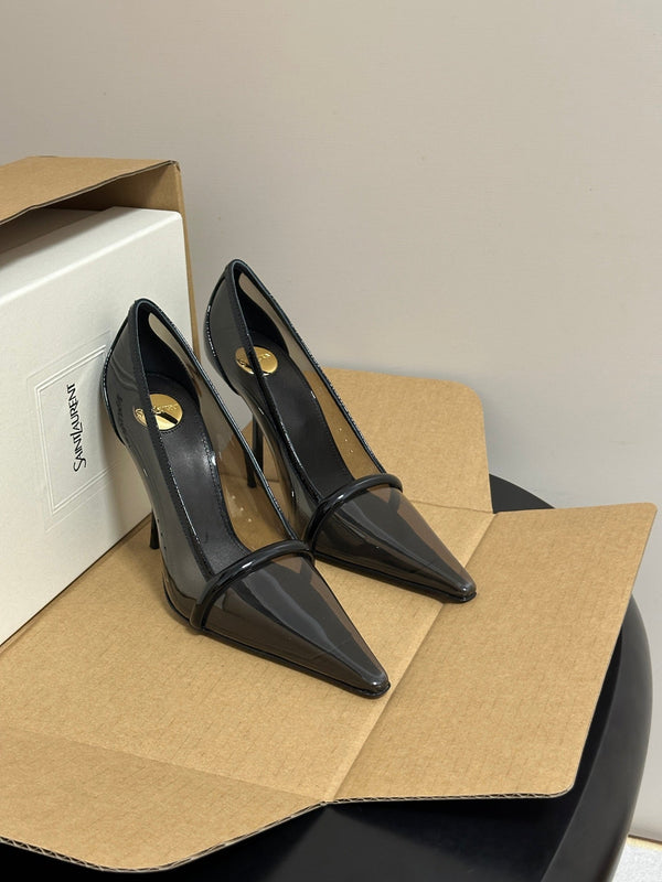 YSL Brigitte Pumps 10.5cm Black TPU Leather 932287