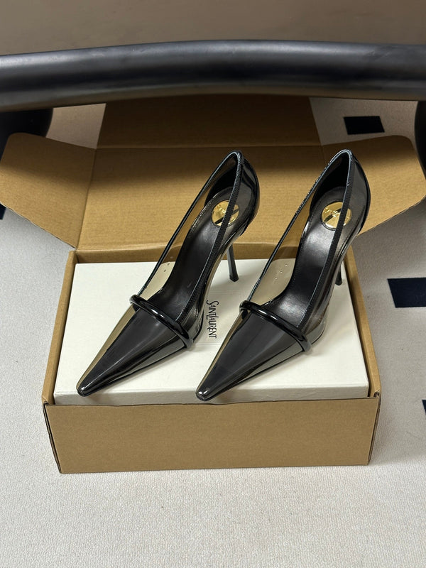 YSL Brigitte Pumps 10.5cm Black TPU Leather 932287