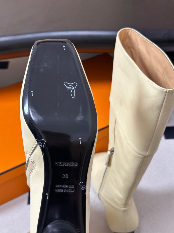 HM 26s Square-Toe Knee-High Boots 5.5cm Suede Leather 150022