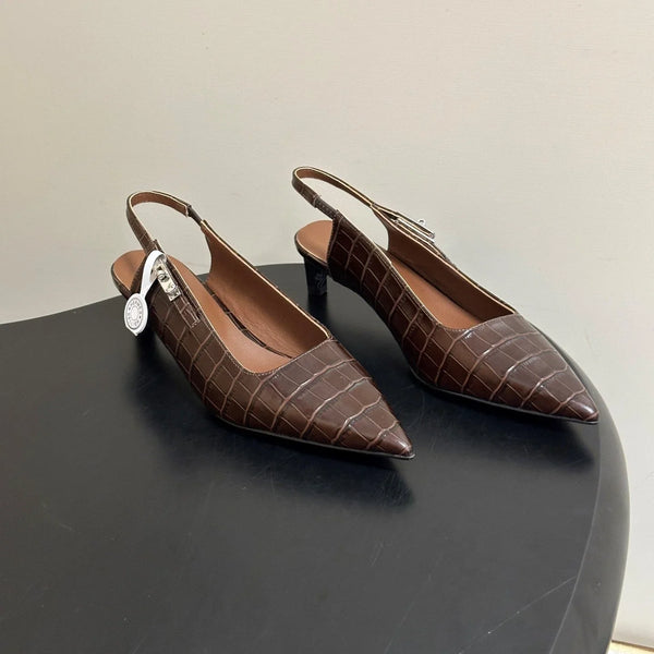 HM 26S Lover Slingback Flats 4cm Croc-Embossed Cowhide 150536