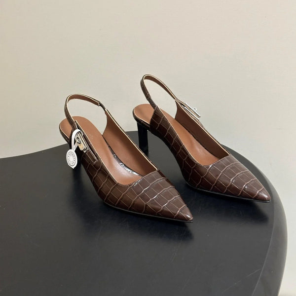 HM 26S Lover Slingback Flats 8cm Croc-Embossed Cowhide 150541
