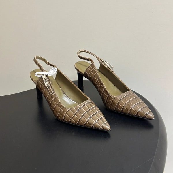 HM 26S Lover Slingback Flats 8cm Croc-Embossed Cowhide 150541