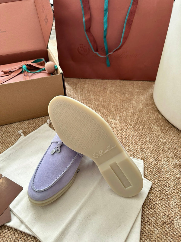 Loro Piana Charms Walk Flat Mules Light Purple Suede 623438