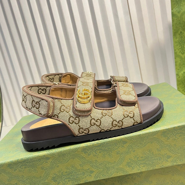GG Sandal With Double G Brown Caro