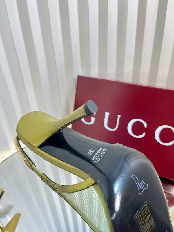 GC Signoria Slingback Pump Avocado Green Mesh Sheepskin 294522