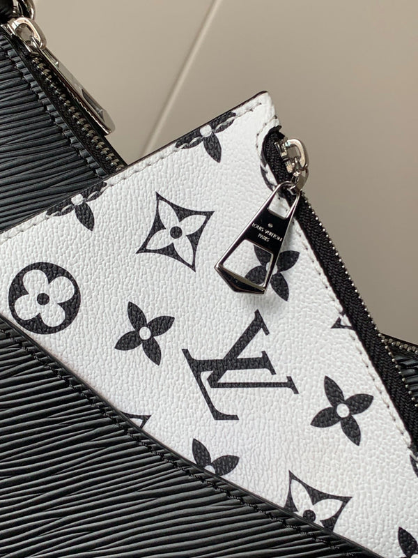 LV Hopscotch Bag 25cm Black Grained Epi Cowhide Sliver HW