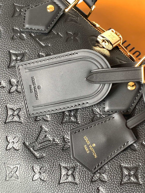 LV M47186 Speedy Soft 30 Black Monogram Empreinte Leather