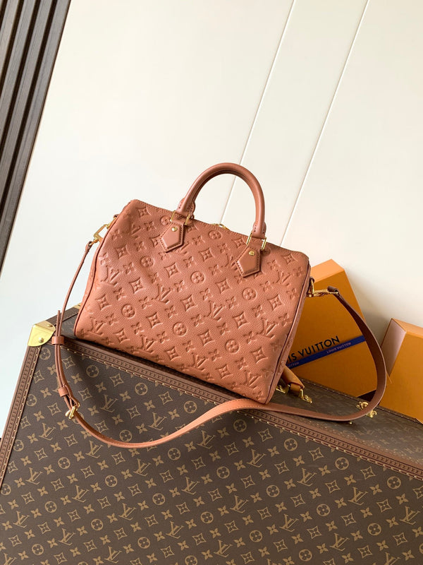 LV M28662 Speedy Soft 30 Camel Brown Monogram Empreinte Leather