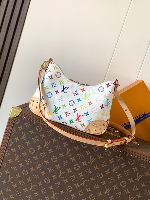 LV Boulogne PM Bag White Beige Monogram Canvas Cowhide 281679