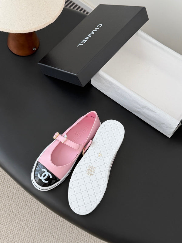 CC 26P Mary Jane Black Pink Patent Leather Lambskin 670808