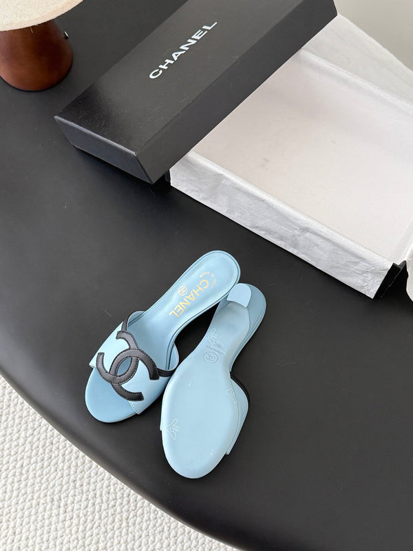 CC 2026 Heeled Sandal Black Blue Lambskin 675860