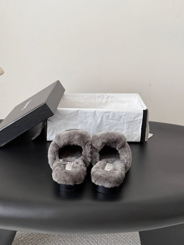 CC 26s Mules Grey Gold Shearling 127706