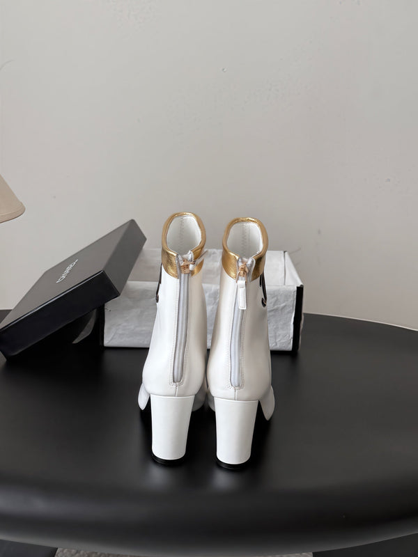 CC 26s Ankle Boots White Gold Metallic Leather 127859