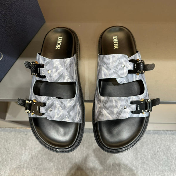 CD DOUBLE H-TOWN SANDAL PALE GRAY CALFSKIN