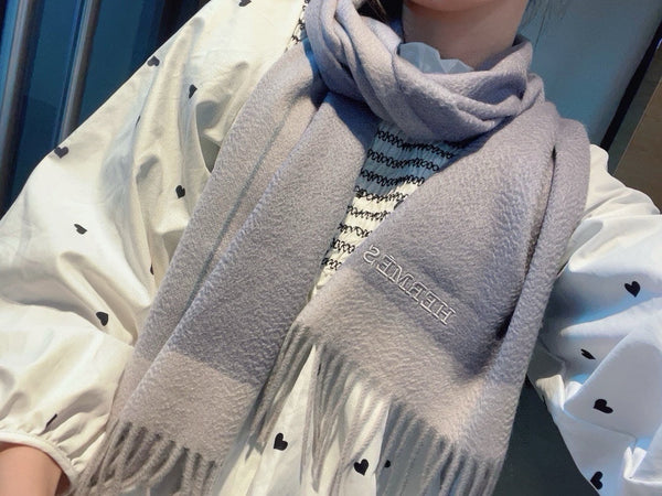 Scarf 180 CM In Grey Blue Mix Grey White Cashmere 398201