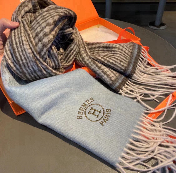 Scarf 180 CM Grey Blue Gradient Brown Caro Cashmere 398222