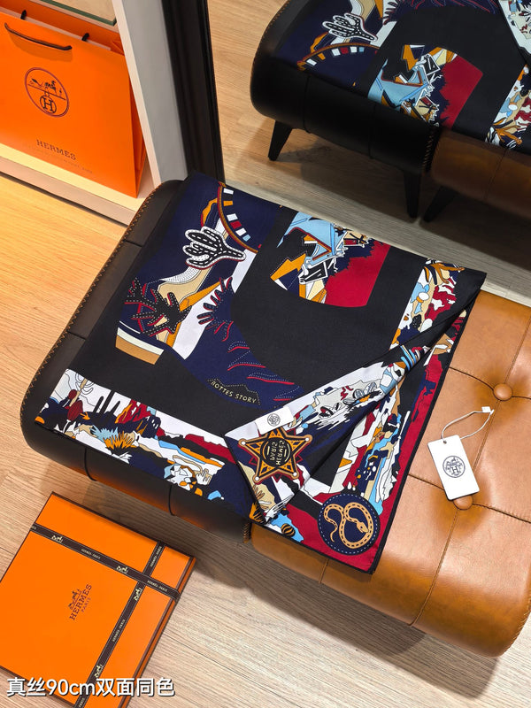 HM The Story 90 CM Black Blue Cashmere and Silk 293062