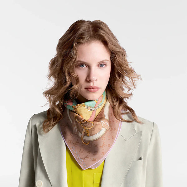 LV Double-sided Scarf 90cm Pink Orange Twill Silk 136590