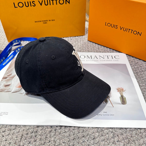 LV 25s Baseball Cap with Logo Embroidery Black Cotton 983641
