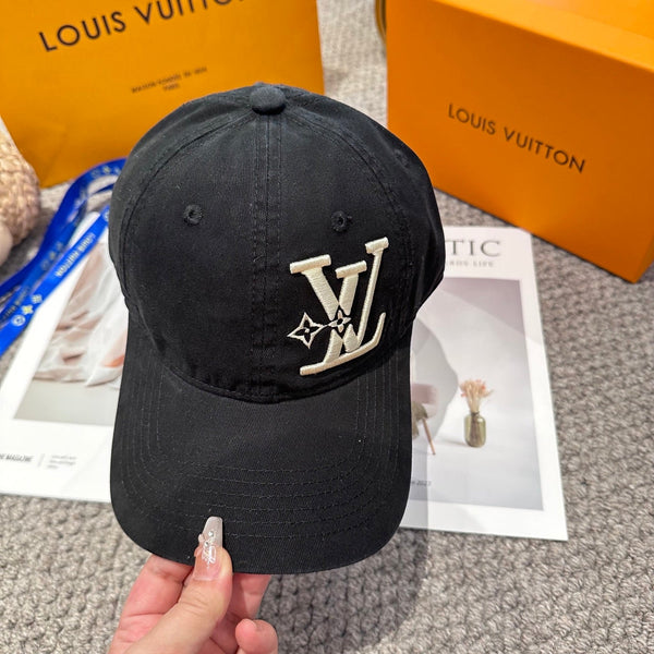 LV 25s Baseball Cap with Logo Embroidery Black Cotton 983641