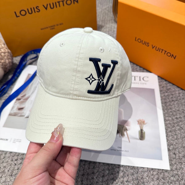 LV 25s Baseball Cap with Logo Embroidery White Cotton 983644