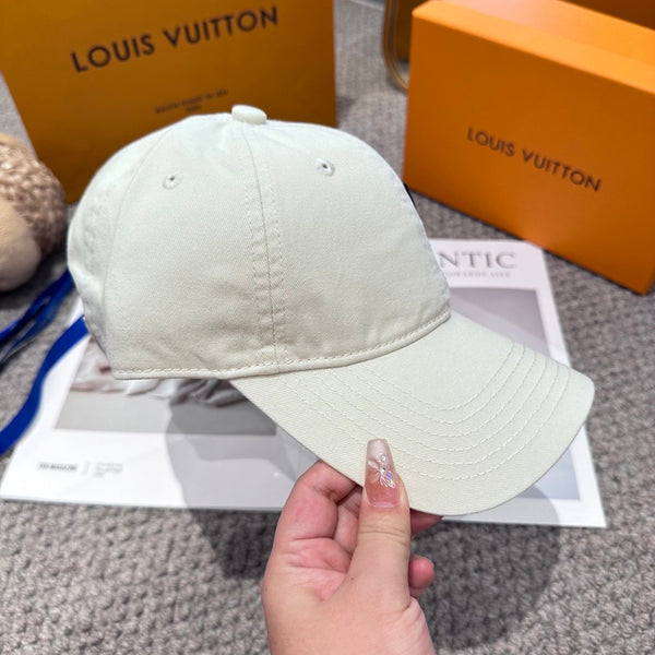 LV 25s Baseball Cap with Logo Embroidery White Cotton 983644