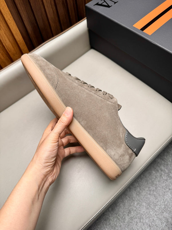 Zegna Men's 232 Low-Top Sneakers Light Taupe Suede