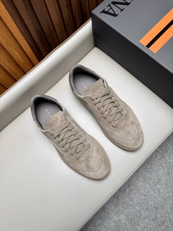 Zegna Men's 232 Low-Top Sneakers Light Taupe Suede
