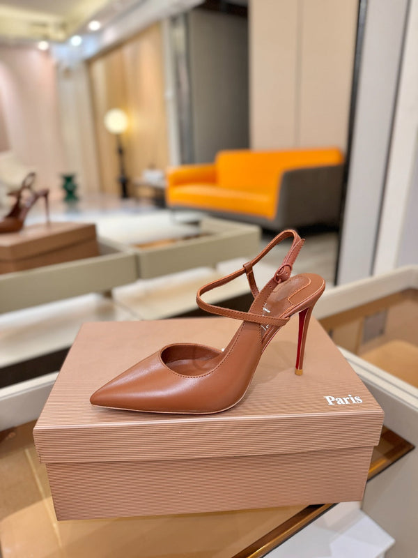 CL Jenlove Slingback 10.5cm Brown Leather 635812