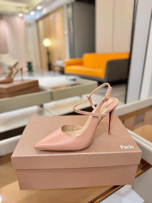 CL Jenlove Slingback 10.5cm Beige Leather 635813