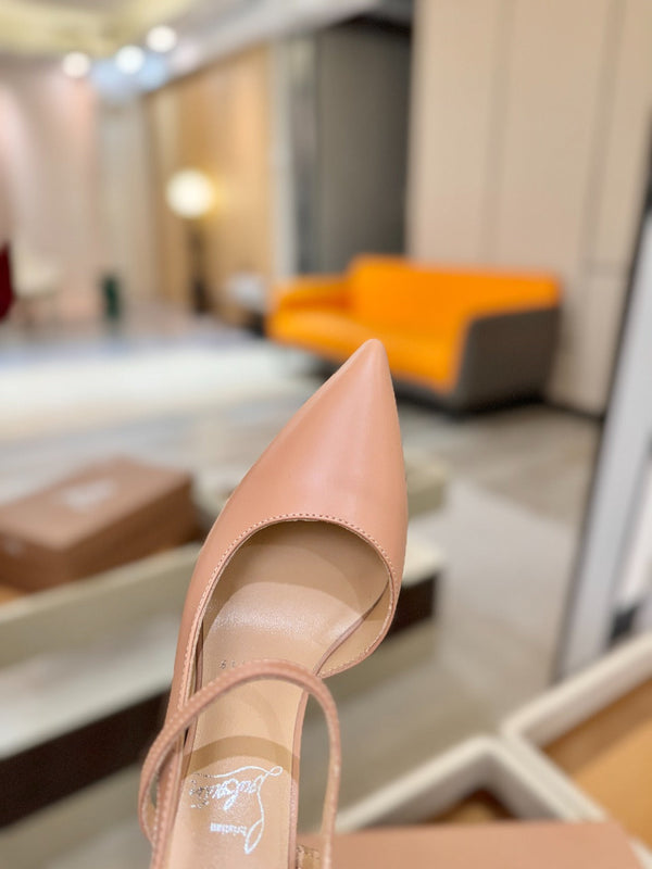 CL Jenlove Slingback 10.5cm Beige Leather 635813