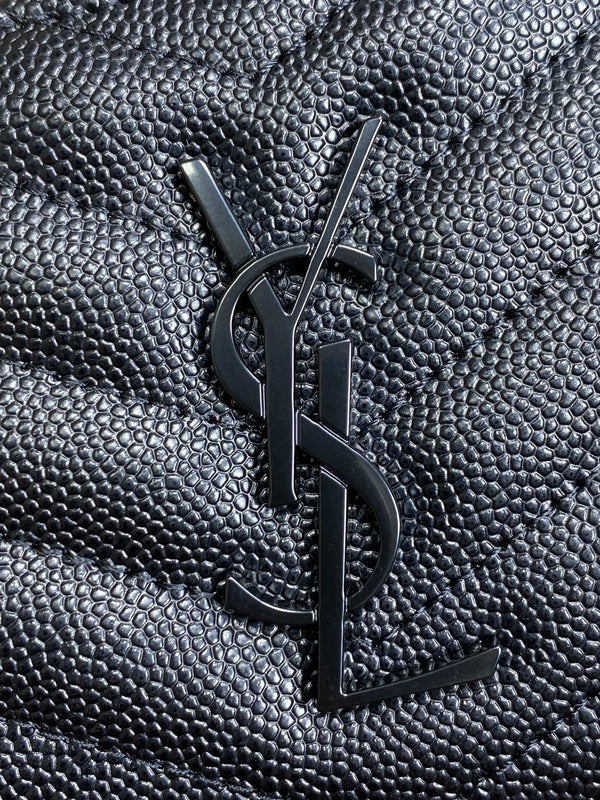 YSL Cassandre Matelassé Compact Zip-Around Wallet Full Black Caviar Cowhide
