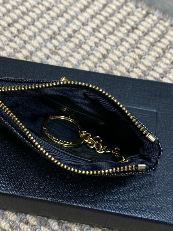 YSL Hook & Chain Zipper Coin Purse Caviar Cowhide GHW