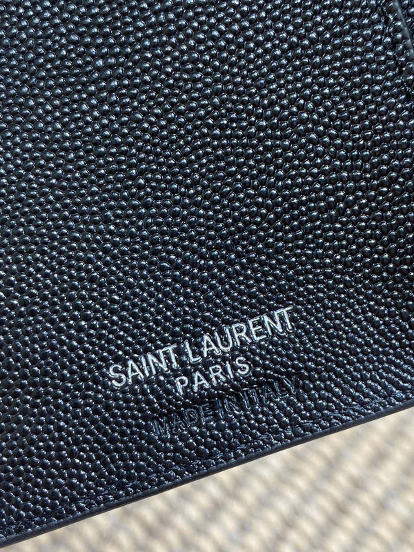 YSL Monogram Wallet Wallet 13cm Black Caviar Cowhide Sliver HW